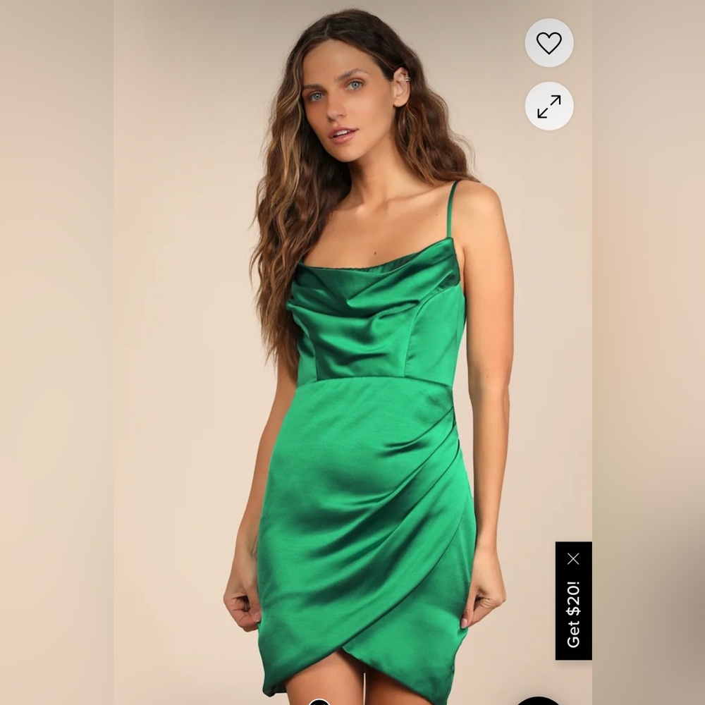 Elegant Green Satin Dress